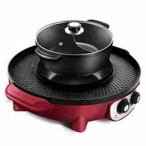 高档烫烤涮烙锅插电电烙锅火锅一体家用多功能罗锅的锅不粘贵州臭