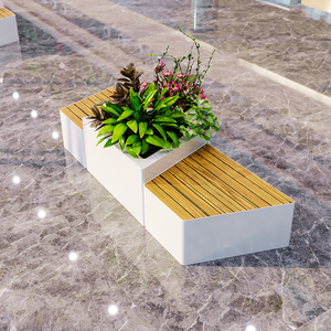 户外组合花箱座椅售楼部市政公园铁艺休闲桌椅室外花坛定制长椅