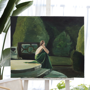 赎罪 法式风情手绘油画绿色风景小众客厅卧室挂画电影海报无框画