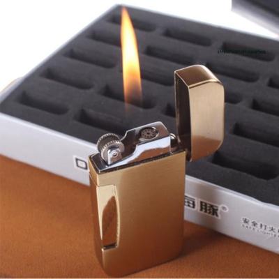 打火机防风直冲男士蓝火焰意义砂轮充气简约实用定制点烟打火石定
