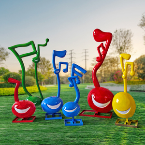 户外玻璃钢卡通创意音符笑脸摆件可爱音乐器元素雕塑小品景观装饰