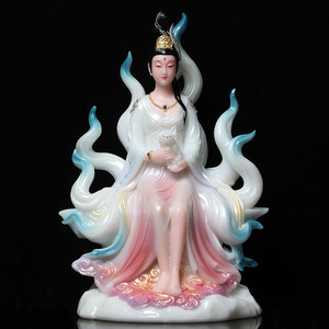 00w932585790淘宝树脂白衣男女胡九尾灵玄狐娘娘神像供奉摆件家居用