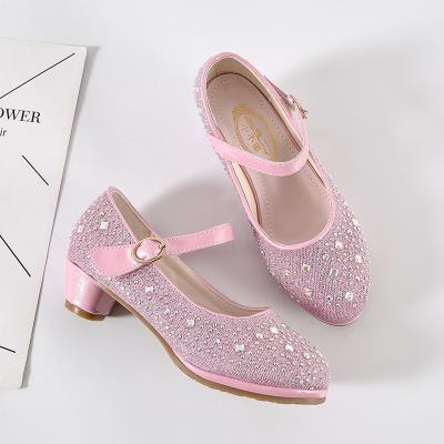 2o020韩版秋季新款儿童学生水钻高跟表演鞋婚礼公主裙休闲百搭女