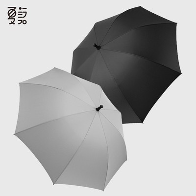 夏语8骨男士简约黑色文艺木r柄长柄伞男女防风加固直柄雨伞可定制