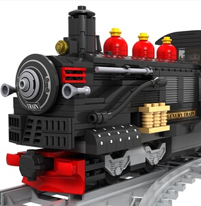 拼装轨道老式蒸汽火车积木带车厢男孩早教启蒙益智玩具礼品