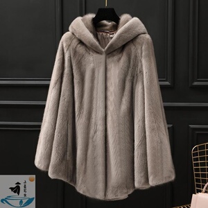 2020新款银兰貂貂皮大衣女整貂中长款连帽水貂皮草大码佟二堡2020