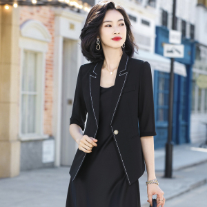七分袖小西装外套女2022夏季薄款内搭连衣裙西服休闲女套装两件套