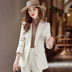 米白色西装外套女春秋小个子高级设计感小众休闲上衣职业套装西服