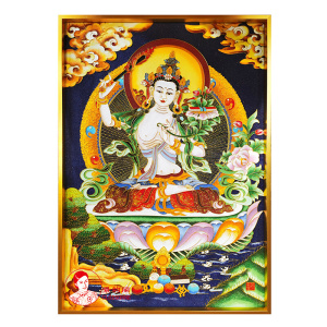 唐卡 文殊菩萨 景泰蓝掐丝珐琅画diy材r料包 非遗手工画 佛像 祈