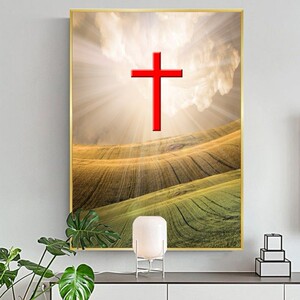 十字架挂画客厅现代风景墙面装饰画高级玄关壁画抽象艺术走廊挂墙