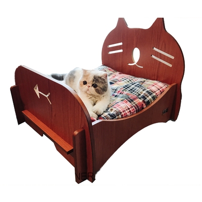 aicc宠物h家具樱桃木色室内猫床猫窝木质宠物床猫窝四季通用