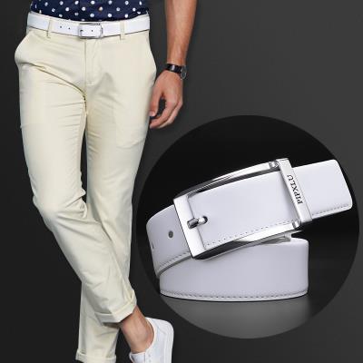 法帅 白色皮带男青年休闲时尚学生针扣真皮腰带韩版潮流简约裤带