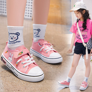 李宁联名女童帆布鞋夏季小女孩休闲鞋透气儿童小白鞋软底学生鞋子