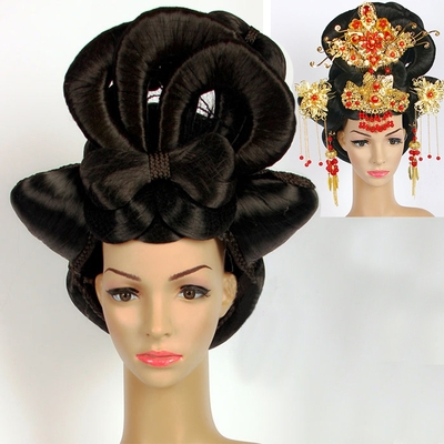 李玉刚贵妃醉酒男士反串假发套古h装全头套贵妃演出整顶假发头套