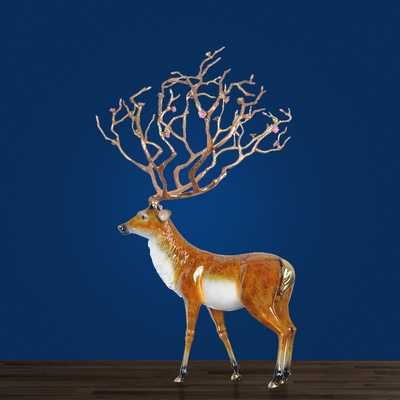 鑫荣 纯铜鹿摆件招财福鹿艺术创意o家居客厅电视柜玄关装饰品礼物