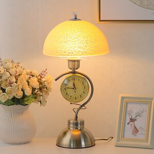 美式复古钟表台灯卧室床头灯欧式客厅书房古铜c触摸调光装饰台灯