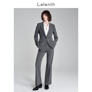 Lelenth 中灰色修身西装女士面试套装职业通勤正装高级感西服外套
