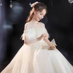 儿童礼服公主裙小女孩花童婚礼蓬蓬纱高端女童婚纱钢琴演出服秋冬