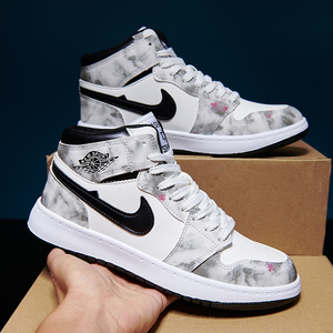 耐克aj男鞋莆田空军一号迷彩夜荧光秋冬新款学生潮流高帮板鞋蚁步