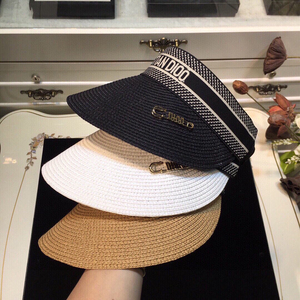 观琦迪奥遮阳帽空顶帽d家遮阳草编草帽时尚出游防晒夏季鸭舌帽