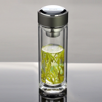 玻璃杯双层高端杯子泡茶商务女男士杯q保温玻璃高档水茶杯透明