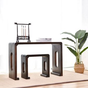 茶桌抄经禅意桌凳古琴实木仿禅意单人桌便携式中式书画桌烧桐木