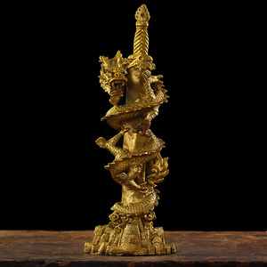 纯礼龙铜龙装家居剑饰气霸摆神龙家件业开龙摆件蟠居品宝剑铜剑