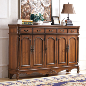 美式鞋柜入户玄关柜装饰柜欧式实木鞋柜进门储物柜隔断柜复古边柜