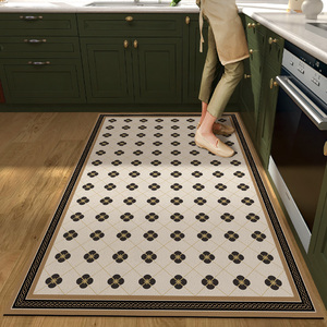厨房地垫pvc防滑防油可擦免洗地毯防水脚垫美式整铺家用耐脏垫子