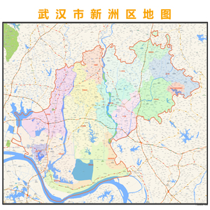 武汉市新洲区行政区划地图高清定制2021城市交通卫星办公室挂图