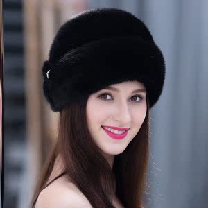 新款貂皮帽子女士 整貂水貂毛帽冬季保暖真裘皮皮草帽子冬天东北