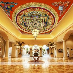 大型壁画欧式3d立体客厅吊顶壁纸天花板房顶棚顶装饰屋顶墙纸佛教