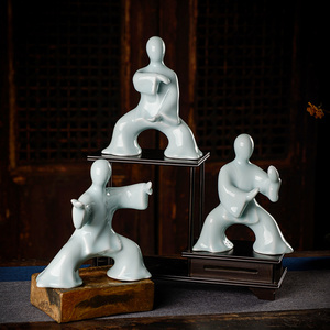 景德镇功夫太极拳人物陶瓷摆件中式客厅书房艺术工艺品家居装饰品