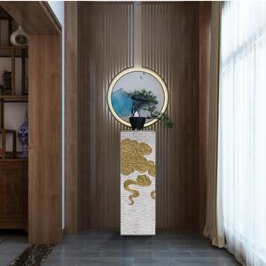 金色祥云展示柱茶室玄关装饰新中式落地庭院拴马桩客厅复古大摆件