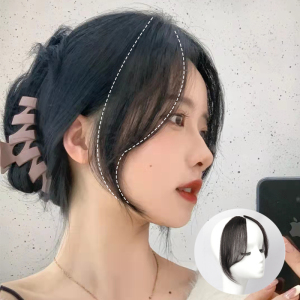 八字刘海假发片女自然前额网红2021年新款无痕隐形法式中分假刘海