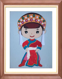 新品diy手工拼布画布嵌布贴画材料包56民族风人物鄂伦春族30x40