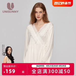 unisunny月子服产后哺乳衣夏季薄款莫代尔系带孕妇睡衣喂奶家居服