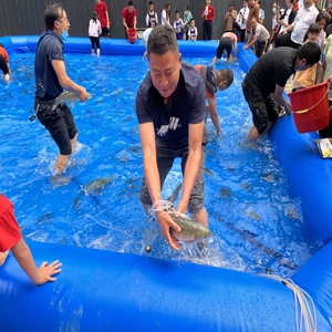 充气水池摸鱼池泡泡幼儿园海洋球戏水池成人用捞鱼围栏钓鱼池圆形