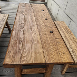 老榆木门板茶桌旧木板原木大板吧台复古民俗风化木板茶台桌子定制