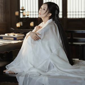 神明少女轻汉服正品原创古装白色超仙气飘逸交领古风襦裙日常夏款