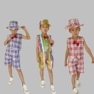 儿童环保走秀服时装塑料材料创意装童演出男孩酷亲子衣服手工万圣
