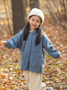 儿童罩衣秋冬季宝宝外穿加绒小孩连帽洋气男童女童羽绒服防脏护衣