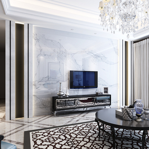 电视背景墙瓷砖仿大理石3d影视墙微晶石现代石材客厅边框护墙板.