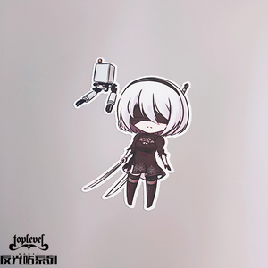 中国记本行李箱贴摩托车tlp反光车贴 尼尔机械纪元2b小姐姐q版卡