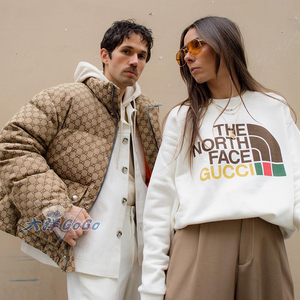 gucci代购21古驰tnf联名north face北面白色圆领休闲卫衣男女同款