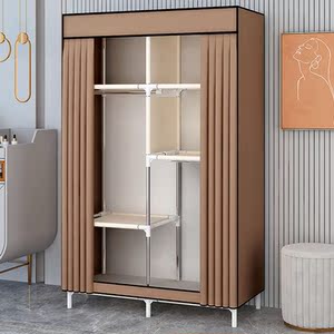 单人布衣柜出租房屋用经济型衣橱结实耐用简易组装挂衣柜钢架结