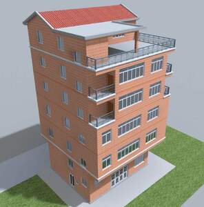 12x10 五层半新农村自建房门面楼房设计图施工图建筑结构图效果图