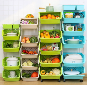 清仓厨房蔬菜收纳置物架落地厨房移动分层放菜架子多层收纳架神器