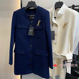 代购ysl/圣罗兰21秋冬新款休闲西服上衣宽松外套船锚刺绣西装大衣