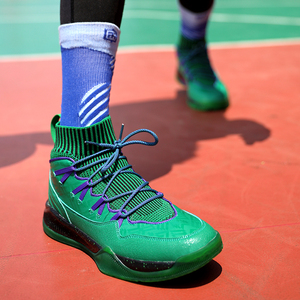 艾弗森绿色篮球鞋男高帮防滑透气袜套健步概念鞋学生袜子鞋